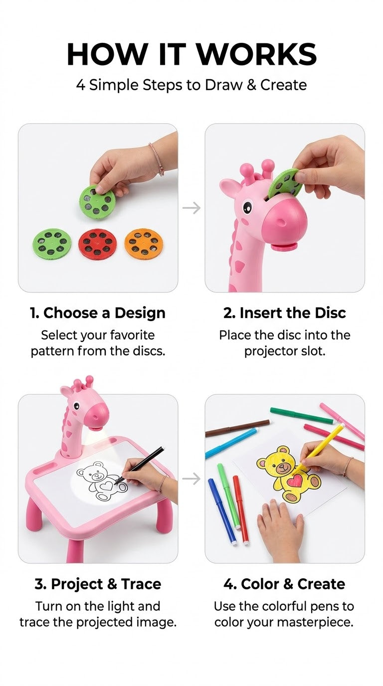 Kids Educational Drawing Desk with LED Projector