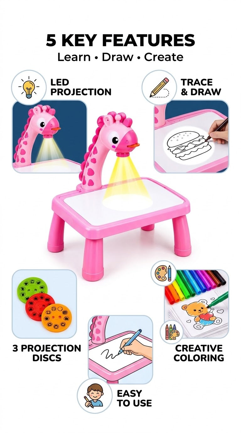 Kids Educational Drawing Desk with LED Projector