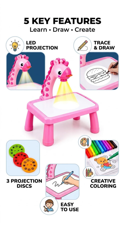 Kids Educational Drawing Desk with LED Projector