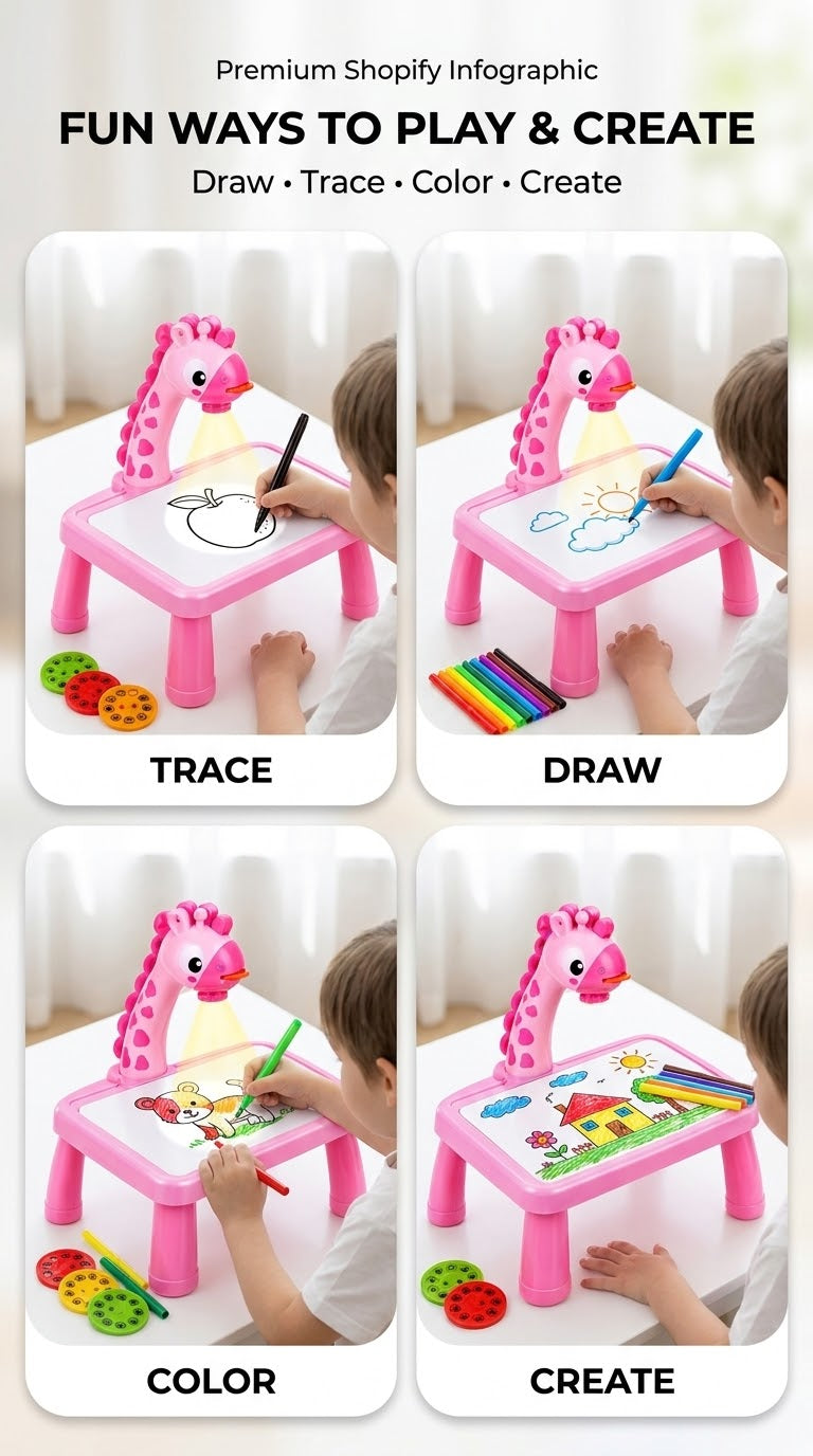 Kids Educational Drawing Desk with LED Projector
