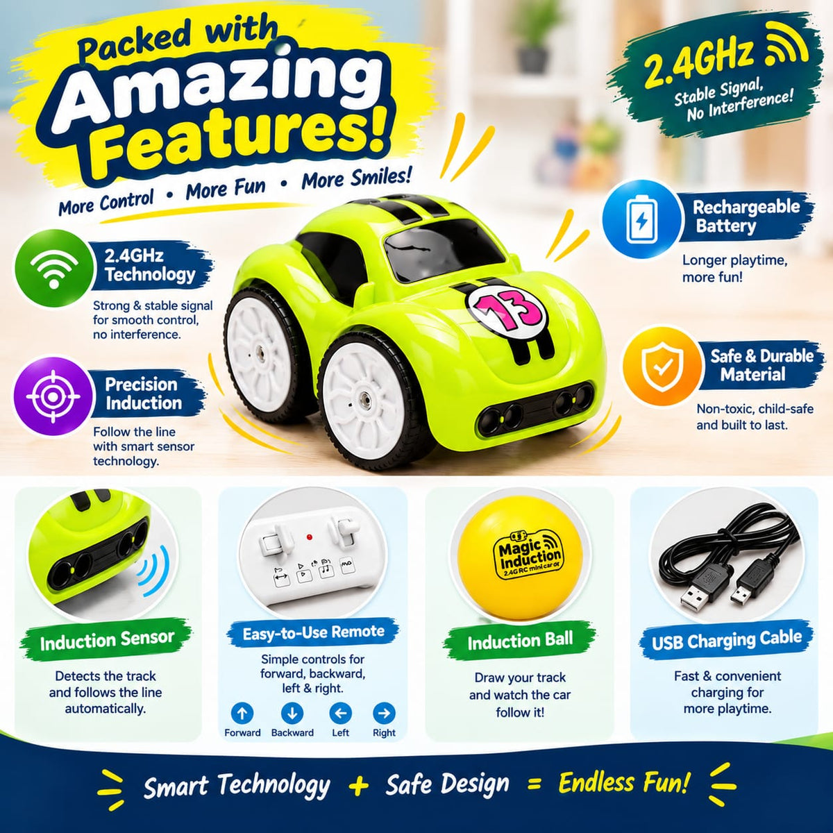2.4GHz RC Car features with rechargeable battery and induction sensor