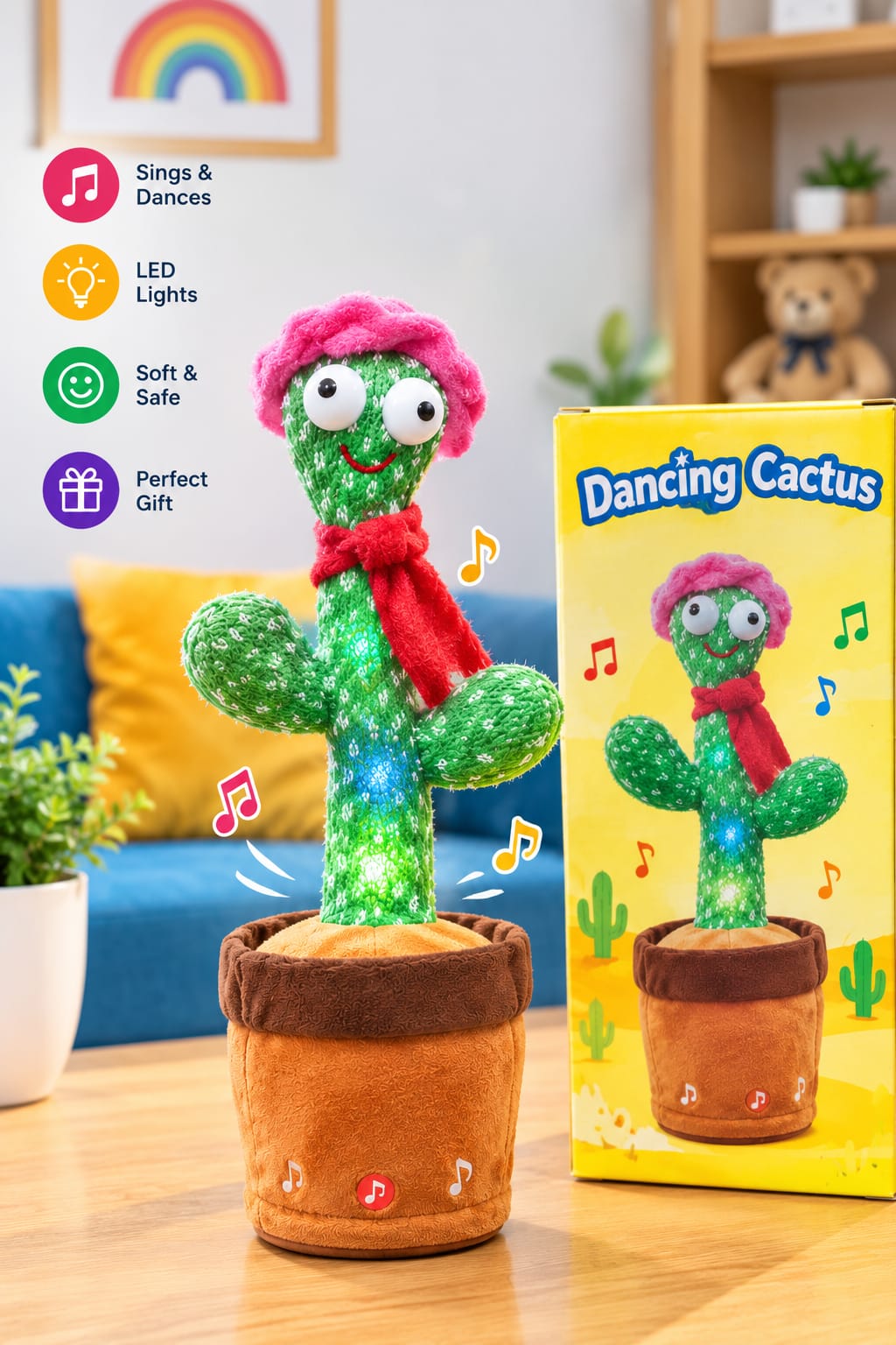 Rechargeable dancing cactus toy for kids