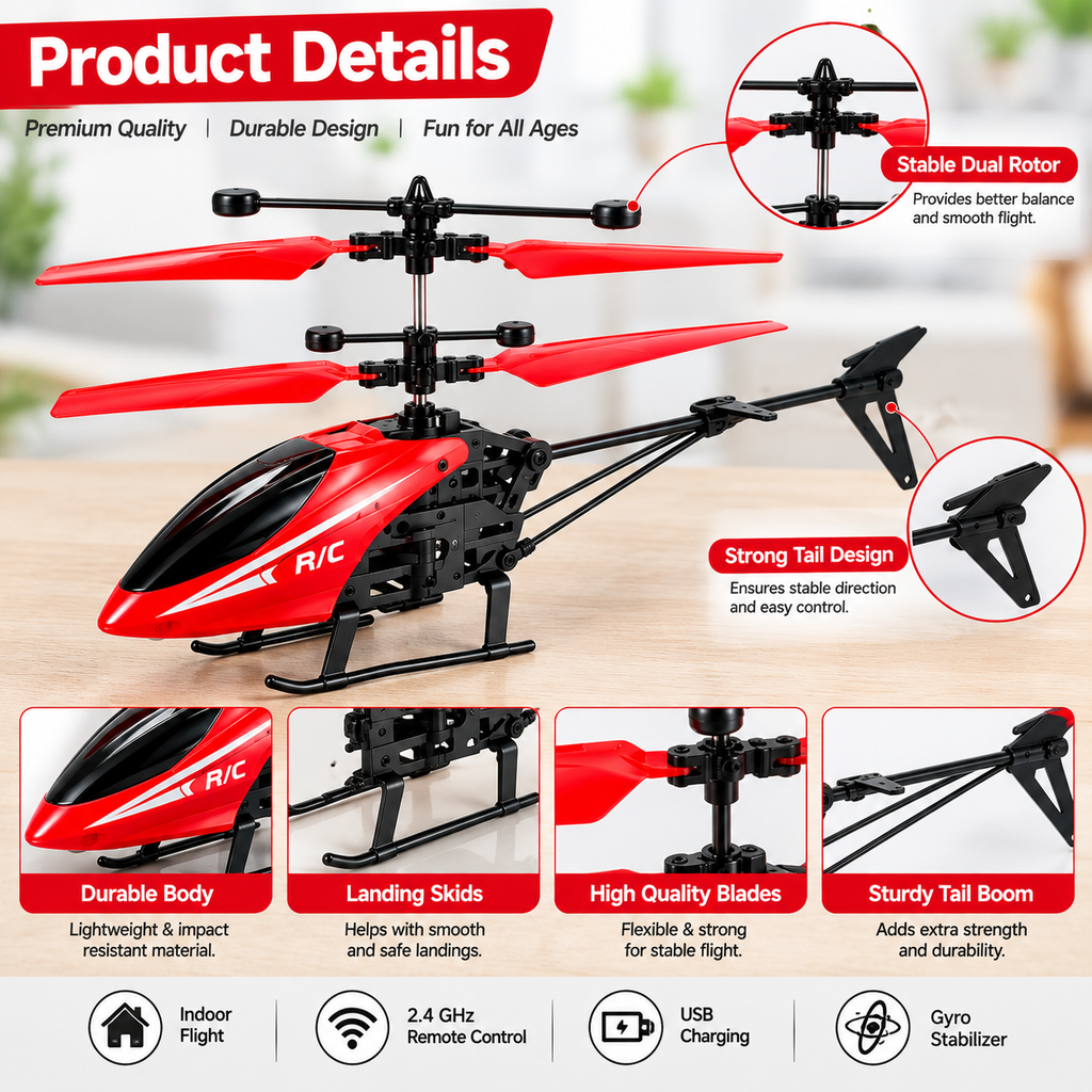 RC Helicopter Toy for Kids
