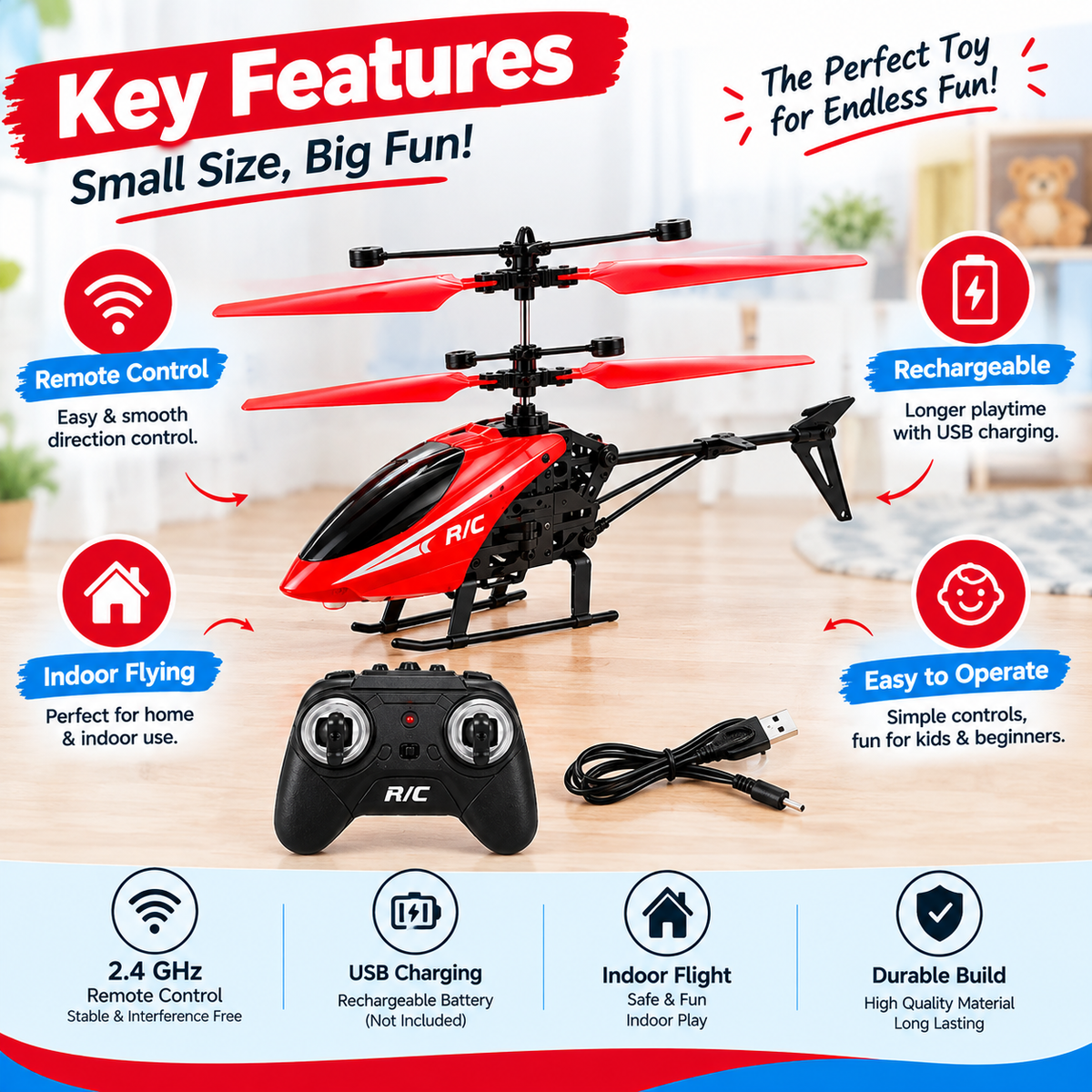 RC Helicopter Toy for Kids